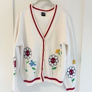 Marvel Spider-Man Floral Embroidered Cardigan Sweater Box lunch size L
